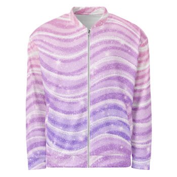 Pastel Glitter Wave Bomber Jacket Sparkly Fashion