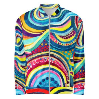 Psychedelic Abstract Bomber Jacket Vibrant Art Coat