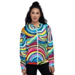 Psychedelic Abstract Bomber Jacket Vibrant Art Coat
