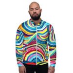 Psychedelic Abstract Bomber Jacket Vibrant Art Coat