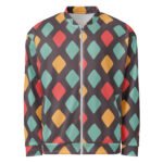 Retro Diamond Bomber Jacket Vintage Pattern Coat