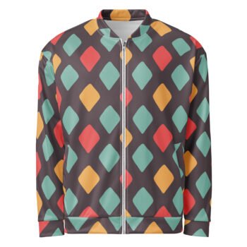 Retro Diamond Bomber Jacket Vintage Pattern Coat