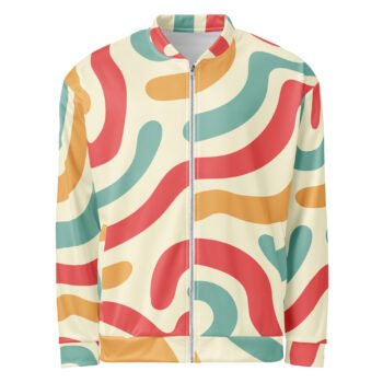 Retro Wavy Bomber Jacket Vintage 70s Pattern Coat