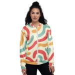 Retro Wavy Bomber Jacket Vintage 70s Pattern Coat