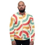 Retro Wavy Bomber Jacket Vintage 70s Pattern Coat