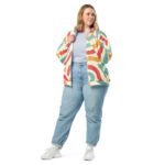 Retro Wavy Bomber Jacket Vintage 70s Pattern Coat