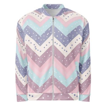 Pastel Chevron Bomber Jacket Dotted Zigzag Coat