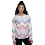 Pastel Chevron Bomber Jacket Dotted Zigzag Coat