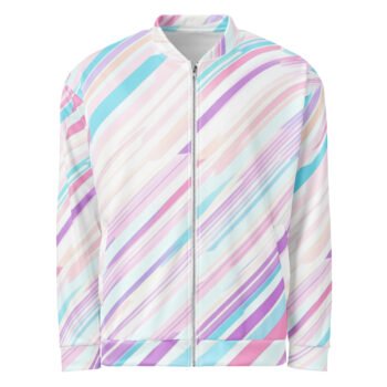 Pastel Stripe Bomber Jacket Soft Diagonal Fashion Coat