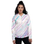 Pastel Stripe Bomber Jacket Soft Diagonal Fashion Coat