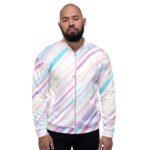 Pastel Stripe Bomber Jacket Soft Diagonal Fashion Coat