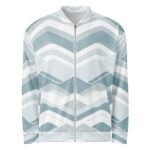 Light Blue Wave Bomber Jacket Soft Geometric Coat