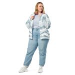 Light Blue Wave Bomber Jacket Soft Geometric Coat