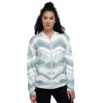 Light Blue Wave Bomber Jacket Soft Geometric Coat