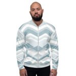 Light Blue Wave Bomber Jacket Soft Geometric Coat