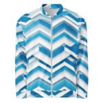 Blue 3d Chevron Bomber Jacket Geometric Fashion Coat