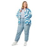 Blue 3d Chevron Bomber Jacket Geometric Fashion Coat