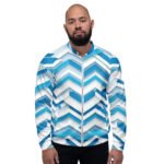 Blue 3d Chevron Bomber Jacket Geometric Fashion Coat