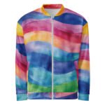 Rainbow Wave Bomber Jacket Watercolor Art Coat