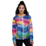 Rainbow Wave Bomber Jacket Watercolor Art Coat