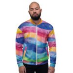 Rainbow Wave Bomber Jacket Watercolor Art Coat
