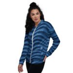 Blue Glitter Wave Bomber Jacket Sparkly Starry Coat