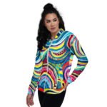 Psychedelic Abstract Bomber Jacket Vibrant Art Coat