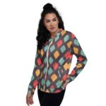 Retro Diamond Bomber Jacket Vintage Pattern Coat