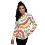 Retro Wavy Bomber Jacket Vintage 70s Pattern Coat