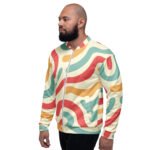 Retro Wavy Bomber Jacket Vintage 70s Pattern Coat