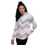 Pastel Chevron Bomber Jacket Dotted Zigzag Coat