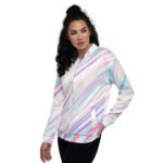 Pastel Stripe Bomber Jacket Soft Diagonal Fashion Coat
