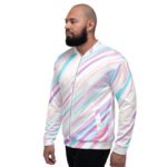 Pastel Stripe Bomber Jacket Soft Diagonal Fashion Coat