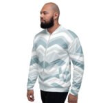Light Blue Wave Bomber Jacket Soft Geometric Coat