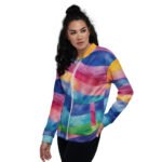 Rainbow Wave Bomber Jacket Watercolor Art Coat