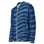Blue Glitter Wave Bomber Jacket Sparkly Starry Coat