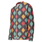 Retro Diamond Bomber Jacket Vintage Pattern Coat