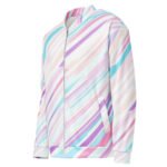 Pastel Stripe Bomber Jacket Soft Diagonal Fashion Coat