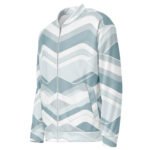 Light Blue Wave Bomber Jacket Soft Geometric Coat