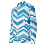 Blue 3d Chevron Bomber Jacket Geometric Fashion Coat