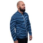 Blue Glitter Wave Bomber Jacket Sparkly Starry Coat