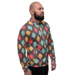 Retro Diamond Bomber Jacket Vintage Pattern Coat