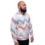 Pastel Chevron Bomber Jacket Dotted Zigzag Coat