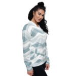 Light Blue Wave Bomber Jacket Soft Geometric Coat