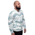 Light Blue Wave Bomber Jacket Soft Geometric Coat