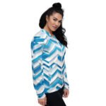 Blue 3d Chevron Bomber Jacket Geometric Fashion Coat