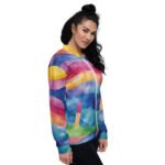 Rainbow Wave Bomber Jacket Watercolor Art Coat