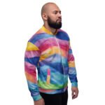 Rainbow Wave Bomber Jacket Watercolor Art Coat