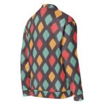 Retro Diamond Bomber Jacket Vintage Pattern Coat