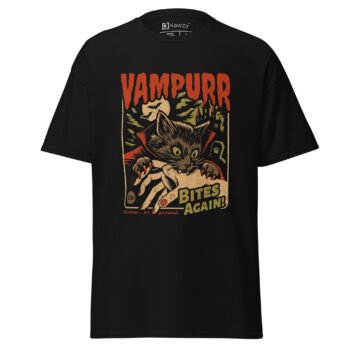 Vampire Cat Halloween T Shirt Vampurr Comic Tee